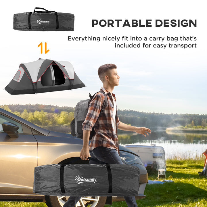 Camping Tent for 6-8 Man with 2000mm Waterproof Rainfly and Carry Bag for Fishing Hiking Festival, Grey