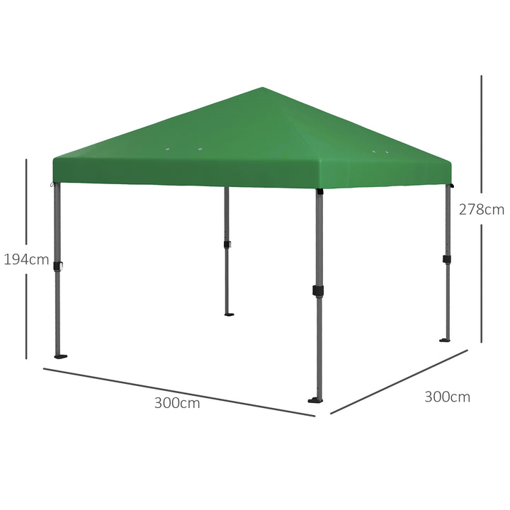 3 x 3m Pop-Up Gazebo, with Accessories - Green