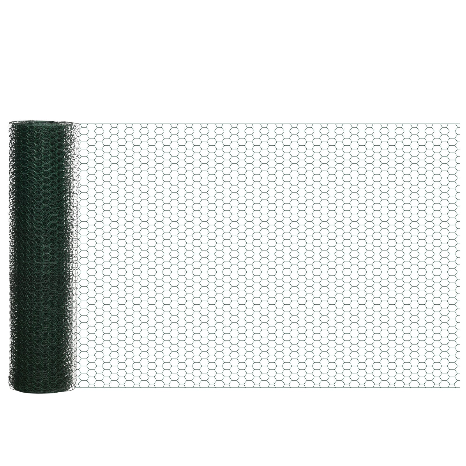 1m x 25m Chicken Wire Mesh, Foldable PVC Coated Welded Garden Fence, Roll Poultry Netting, for Rabbits, Ducks, Geese - Dark Green