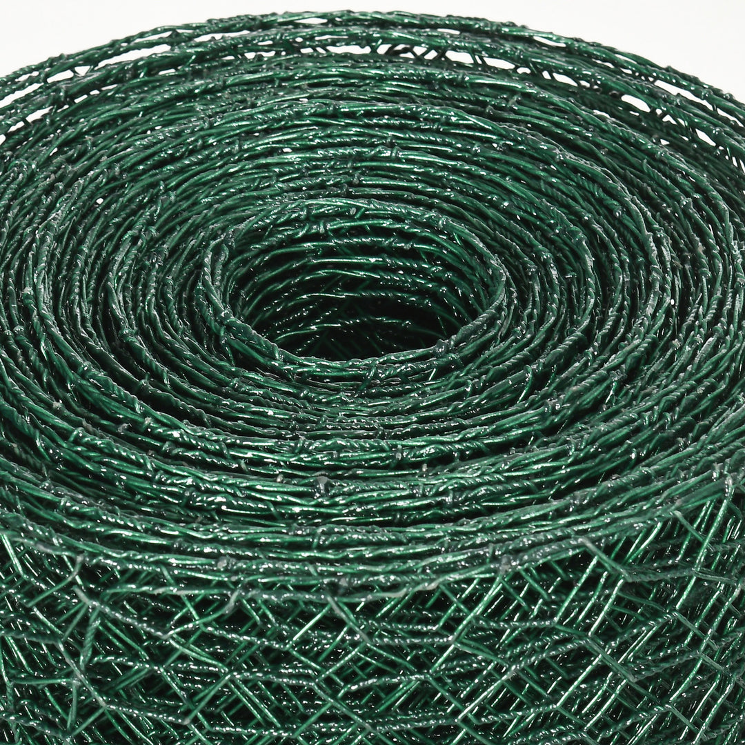 1m x 25m Chicken Wire Mesh, Foldable PVC Coated Welded Garden Fence, Roll Poultry Netting, for Rabbits, Ducks, Geese - Dark Green