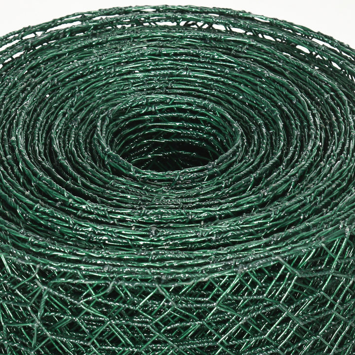 1m x 25m Chicken Wire Mesh, Foldable PVC Coated Welded Garden Fence, Roll Poultry Netting, for Rabbits, Ducks, Geese - Dark Green