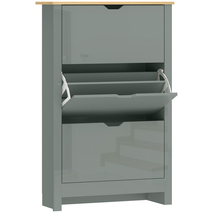 Slim Shoe Cabinet, Narrow Shoe Cupboard with 3 Flip Drawers, Adjustabl