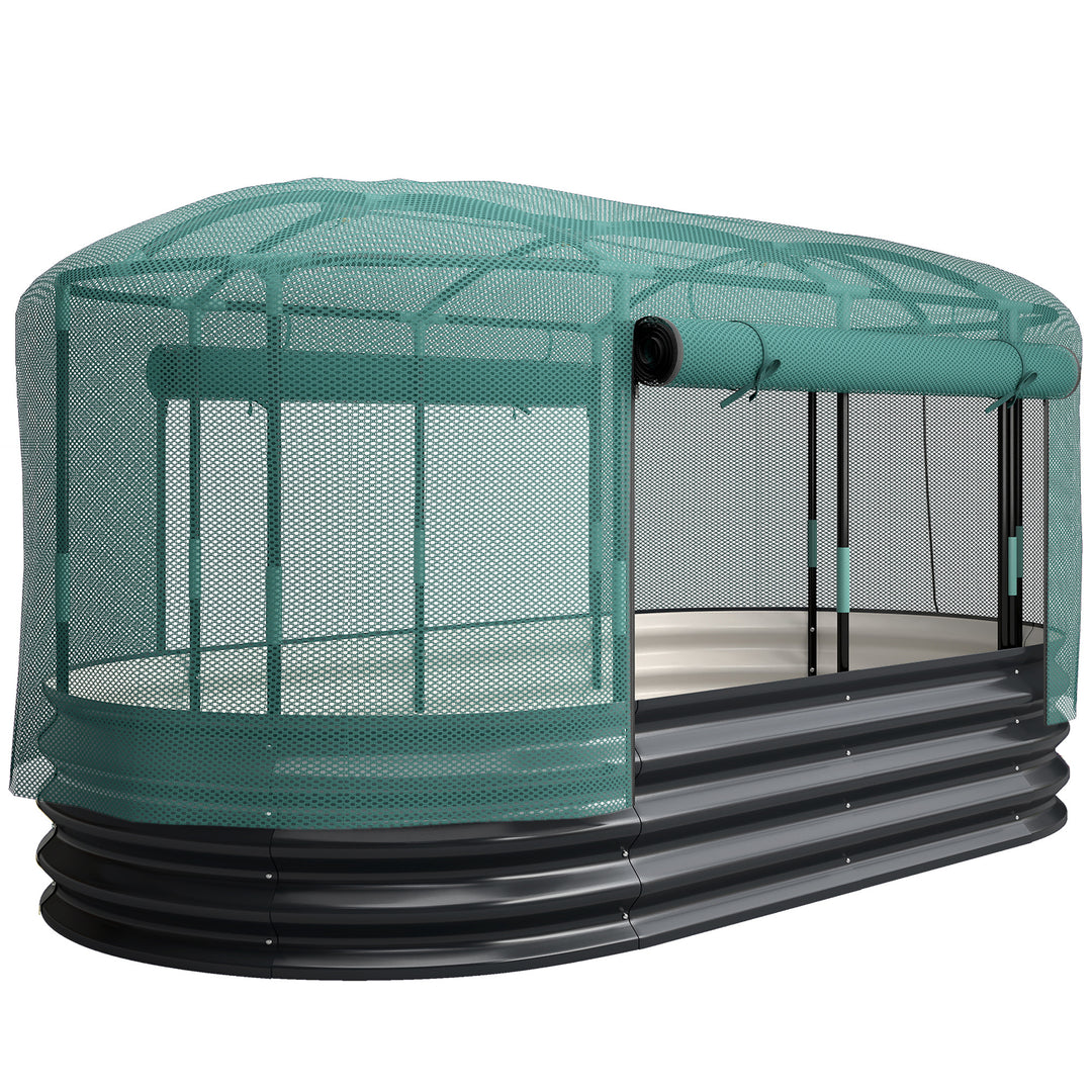 Galvanised Raised Garden Bed Kit with Self Watering System and Mesh Cover, Garden Boxes, 6x3Ft