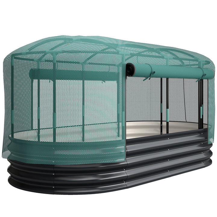Galvanised Raised Garden Bed Kit with Self Watering System and Mesh Cover, Garden Boxes, 6x3Ft