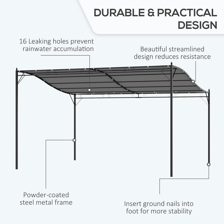 4 x 3 Meters Canopy Metal Wall Gazebo Awning Garden Marquee Shelter Door Porch - Cream