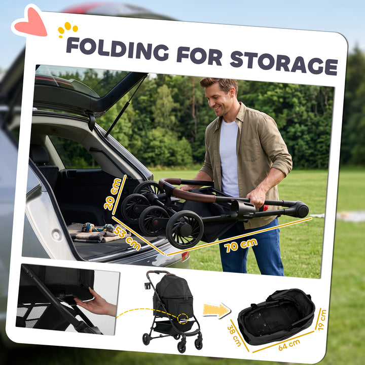Dog Stroller, 3 in 1 Foldable Pet Stroller for Small Puppy Cat with De