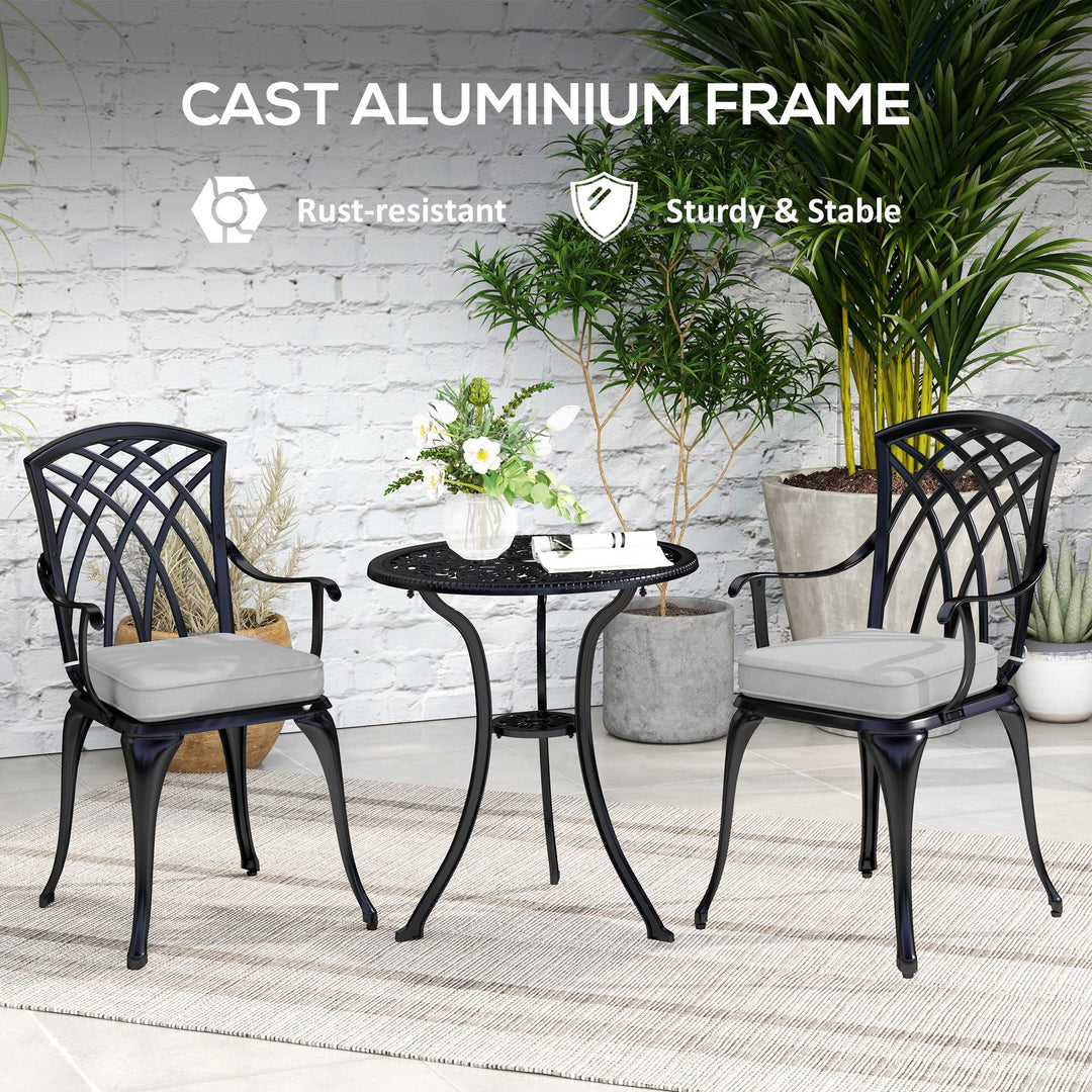 Three-Piece Cast Aluminium Bistro Set - Black