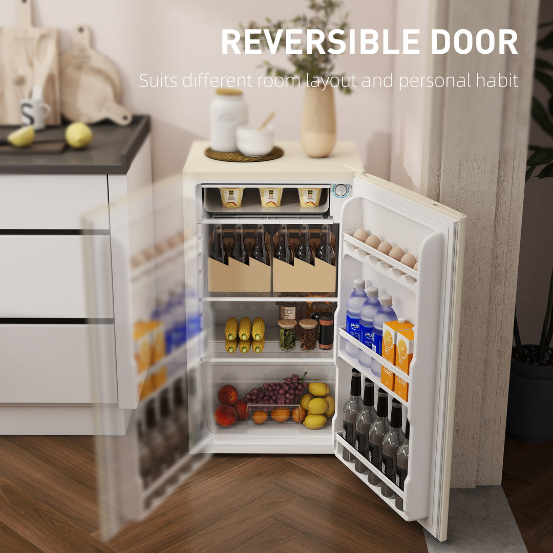 91 Litre Freestanding Under Counter Fridge Freezer, Small Fridge with Chiller Box, Adjustable Thermostat, 47.5cm Wide, Beige