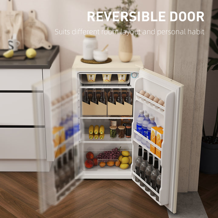 91 Litre Freestanding Under Counter Fridge Freezer, Small Fridge with Chiller Box, Adjustable Thermostat, 47.5cm Wide, Beige