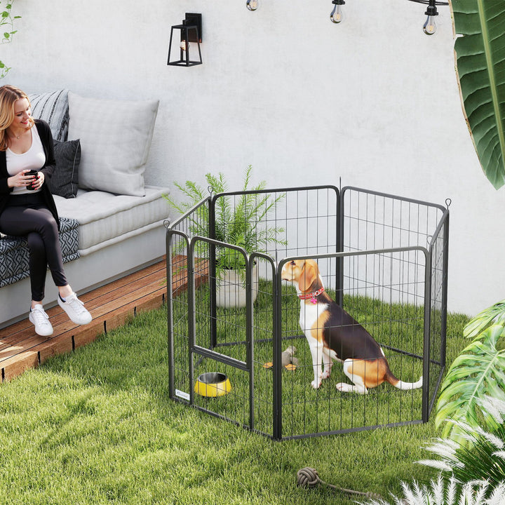 Six-Panel Dog Playpen with Door, for Medium Dogs, Indoors, Outdoors - view 2