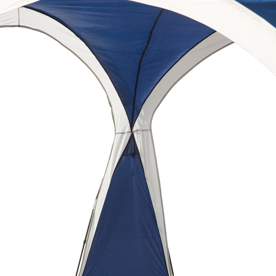 Outsunny 3.5 x 3.5M Gazebo Outdoor Marquee Tent Garden Sun Shelter Patio Spire Arc Pavilion Camp Sun Shade Blue and Grey