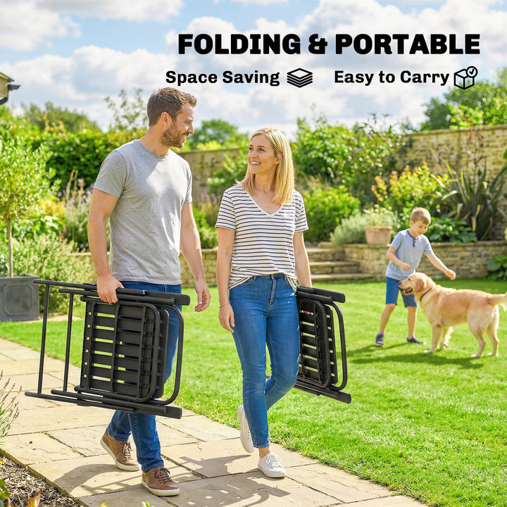 Folding Garden Chairs, Garden Dining Chairs with Plastic Slatted Seat 