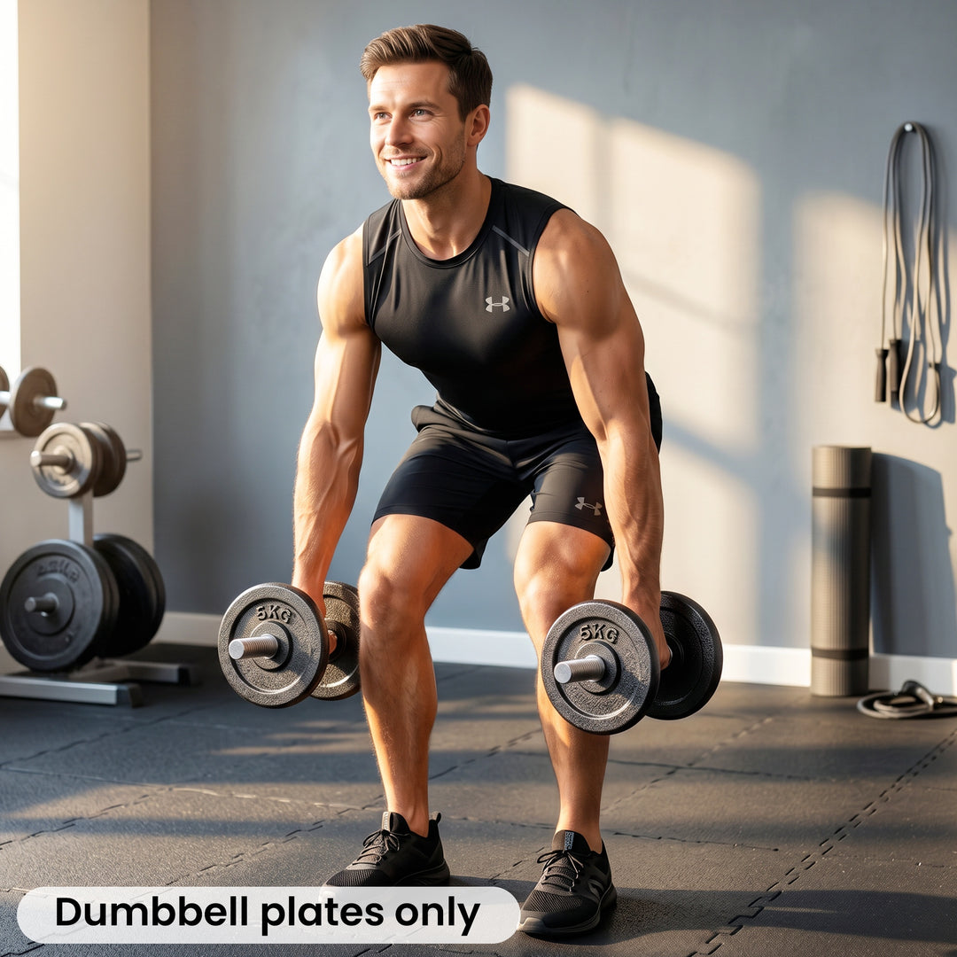 Weight Plates Set, 1"/2.5cm Weight Disc Pair, 4 x 5kg Metal Dumbbell/B