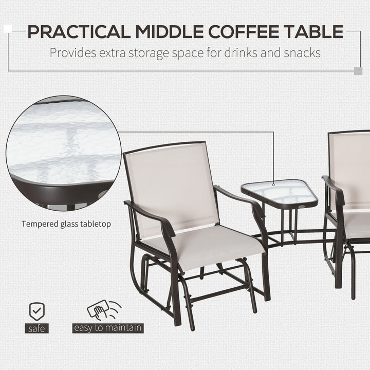 Gliding Jack and Jill Seat, with Glass-Top Table - Brown/Beige