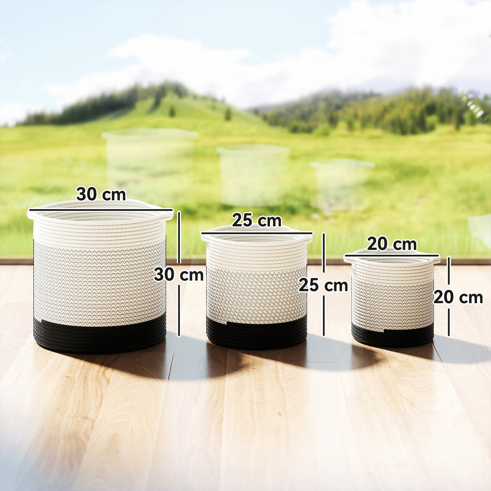 Plant Pots Handwoven Cotton Indoor Planters with Waterproof Liner Set 