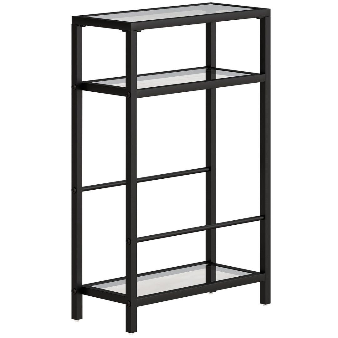 3-Tier Side Table, Narrow End Table with Storage Shelf and Tempered Gl