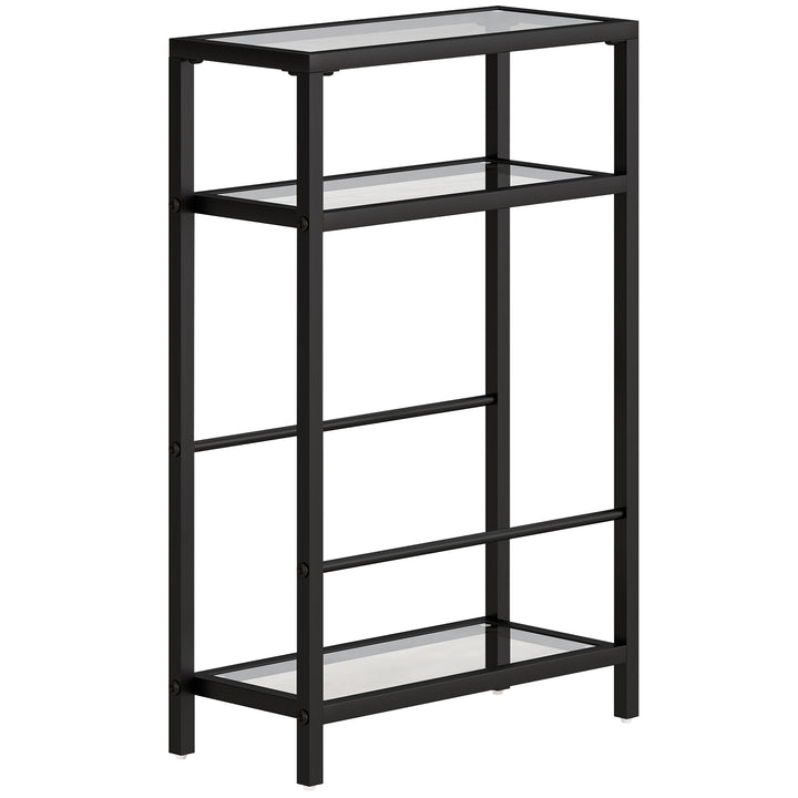 3-Tier Side Table, Narrow End Table with Storage Shelf and Tempered Gl