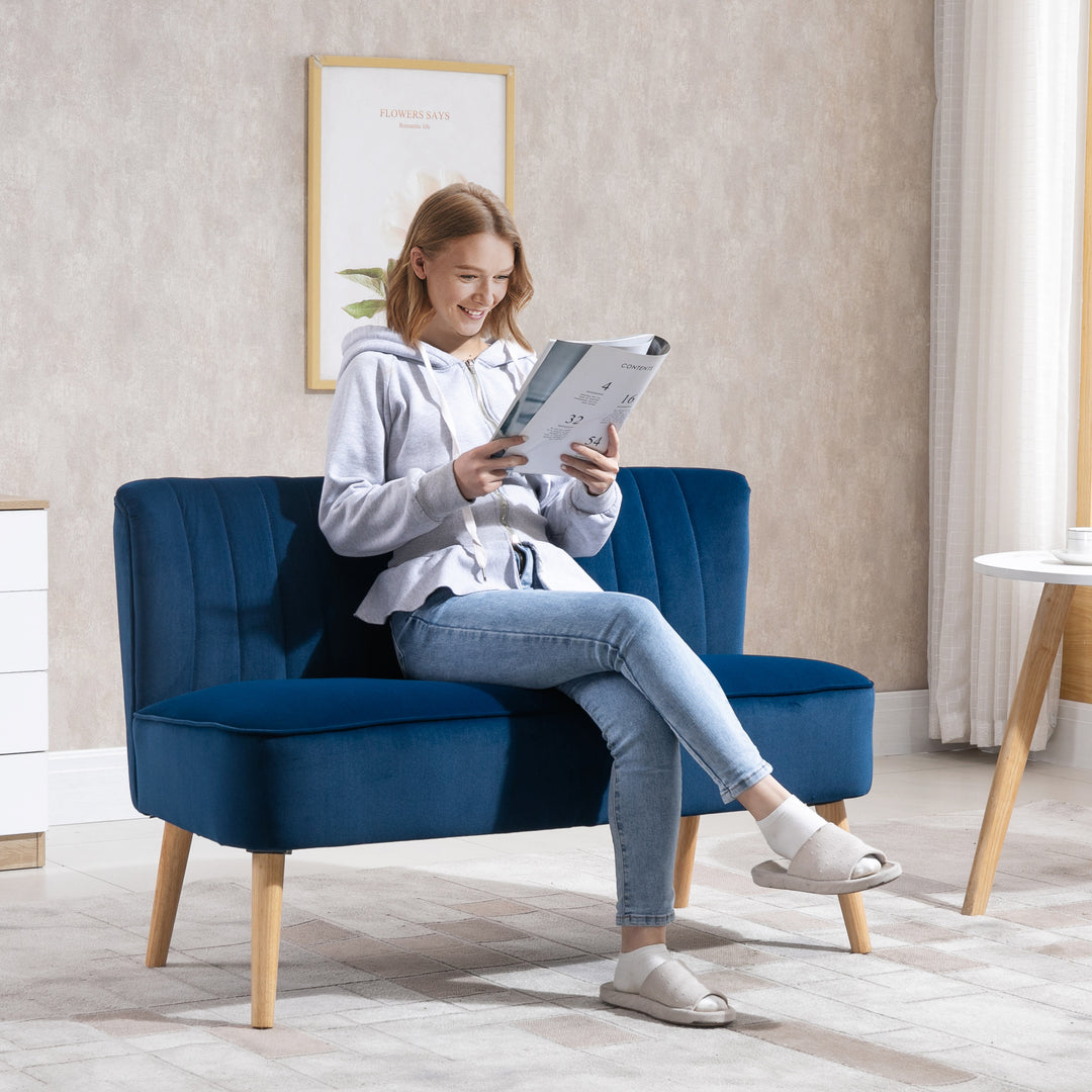 Modern Double Seat Sofa Foam Padding High Back Soft Comfortable Compac