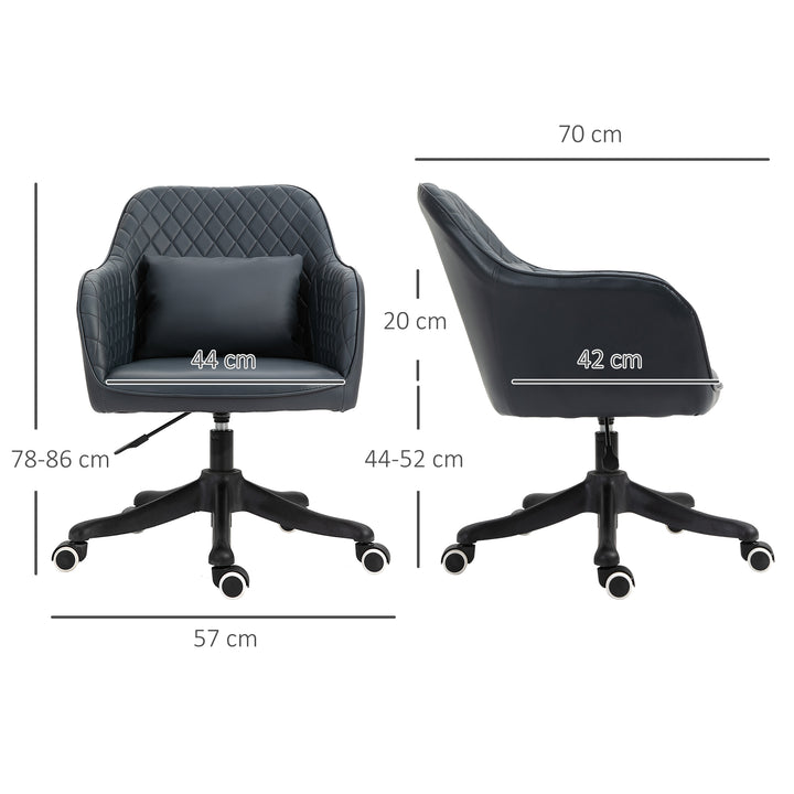Velvet Office Chair, Desk Chair, Makeup Vanity Chair with Massage Lumbar Pillow and Rolling Wheels for Bedroom and Home, Deep Blue