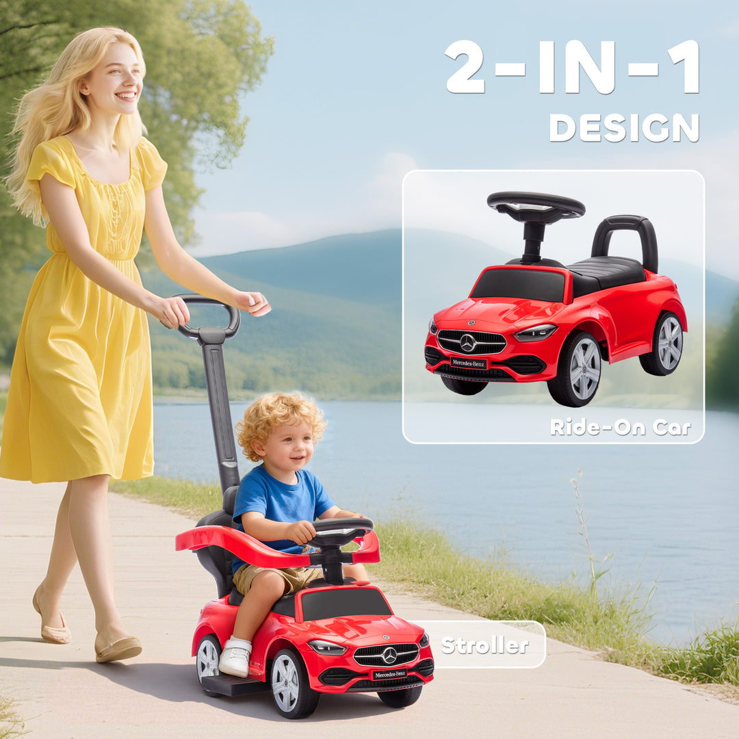 2 in 1 Baby Ride on Push Car Mercedes-Benz C-Class Licensed Walker Foo