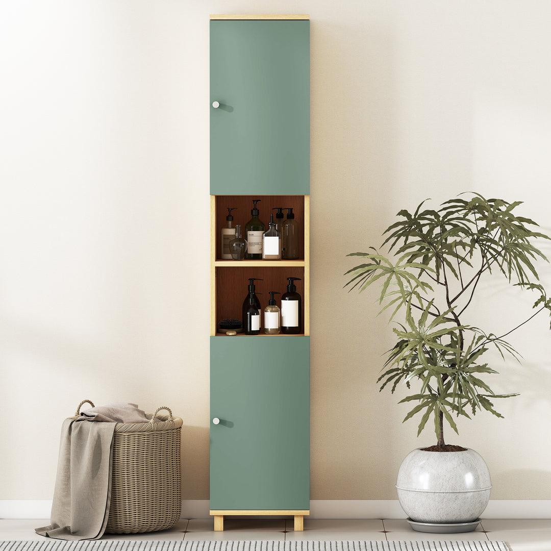 MCL Bathroom Cabinet with Adjustable Shelves and Open Shelves - Green