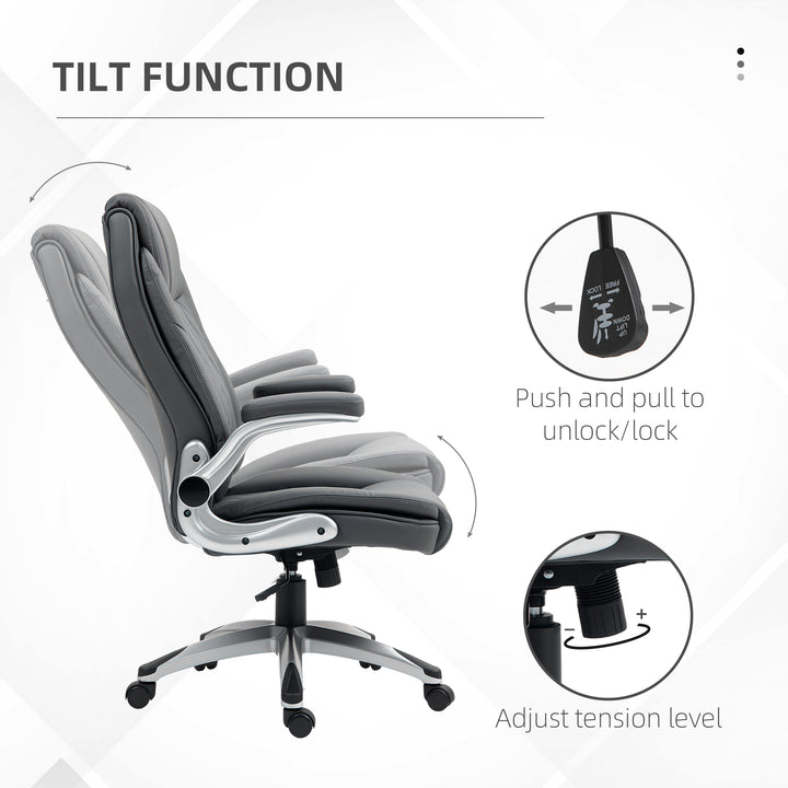 Faux Leather Executive Swivel Office Chair - Dark Grey