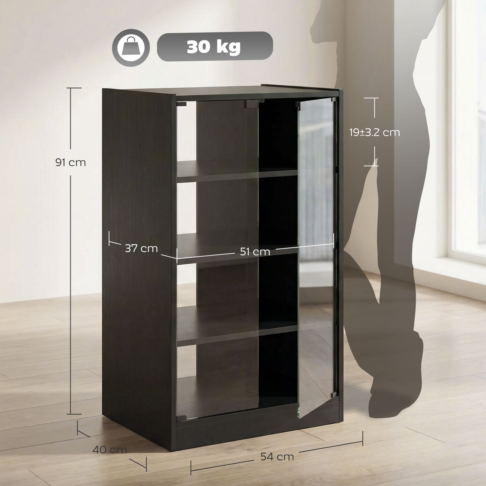 4-Tier Hi-Fi Stand, Record Player Stand with Adjustable Shelves and Pu