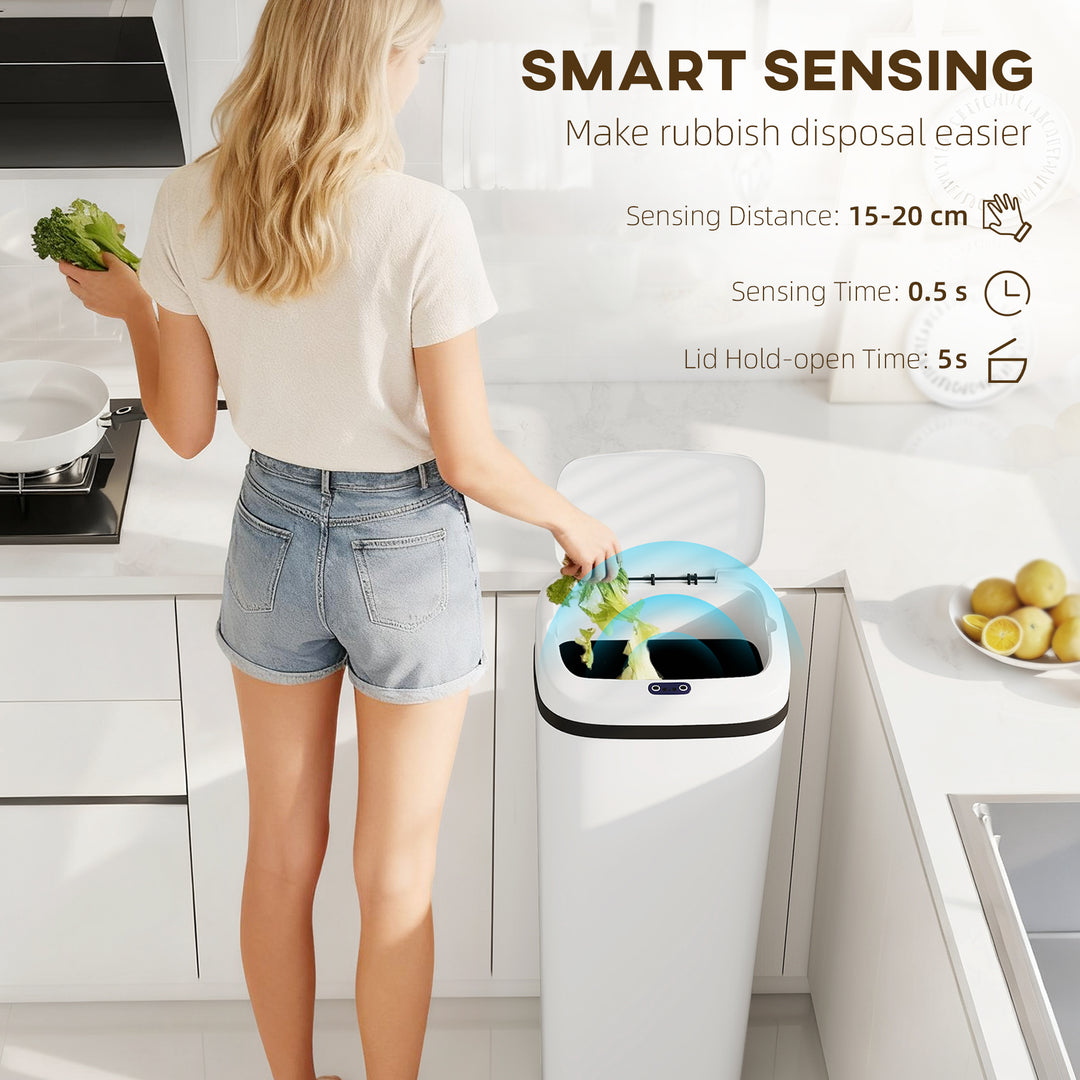 50L Stainless Steel Sensor Bin - Silver Tone