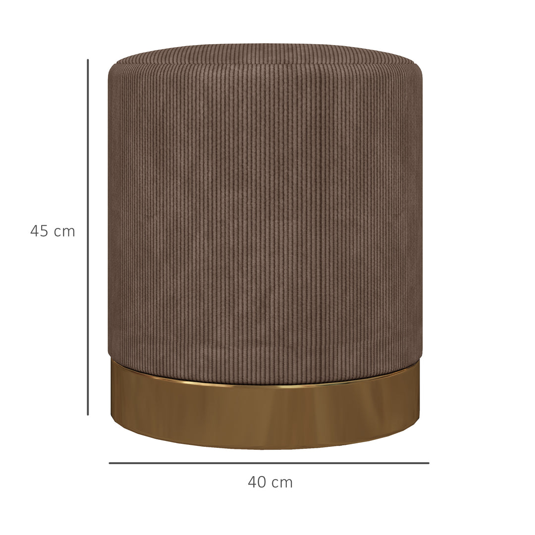 Soft Padded Corduroy Footstool - Light Brown