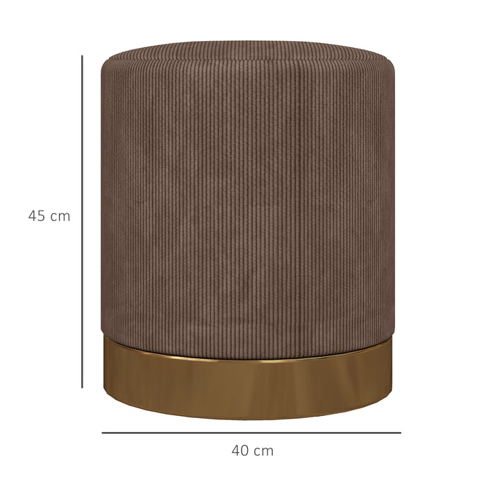 Soft Padded Corduroy Footstool - Light Brown