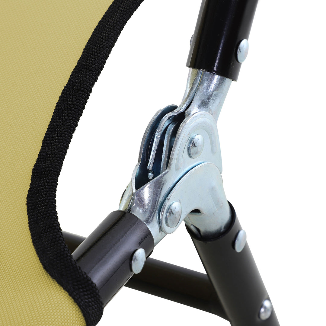 MCL Foldable Sun Lounger with 5-Position Adjustable Backrest, Outdoor Portable Recliner Chaise Lounge Chair with Breathable Mesh Fabric, Beige