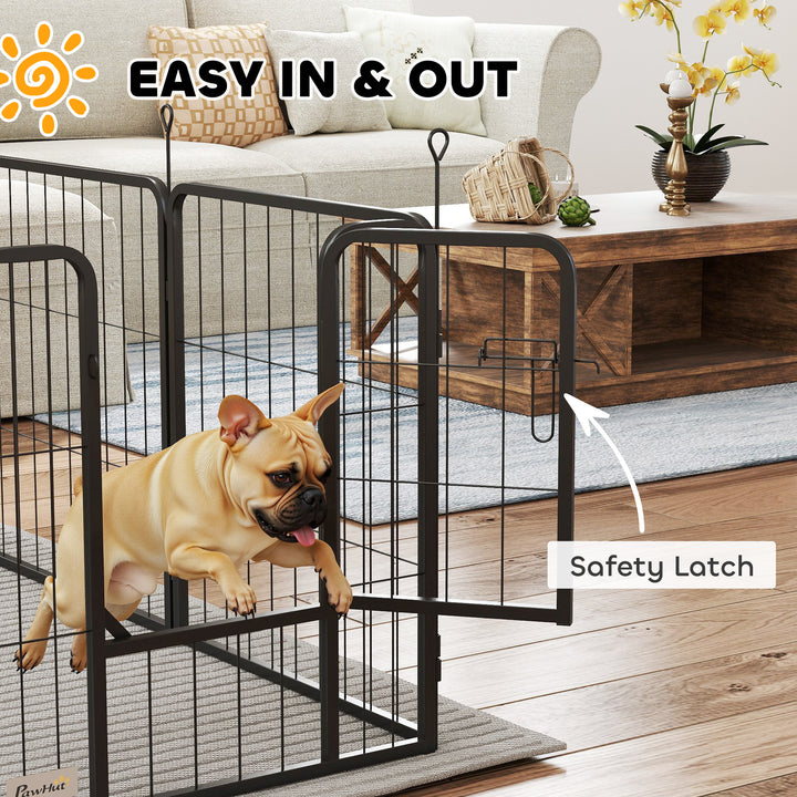 Eight-Panel Dog Playpen with Door, for Large Dogs, Indoors, Outdoors, 60cm Tall, Black