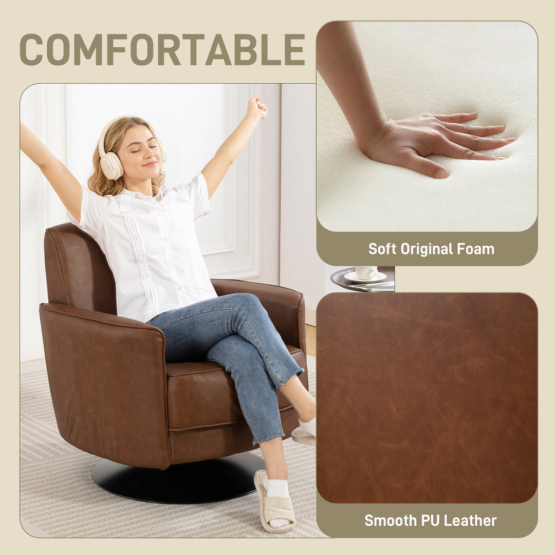 Upholstered Swivel Accent Chair with Thick Padding