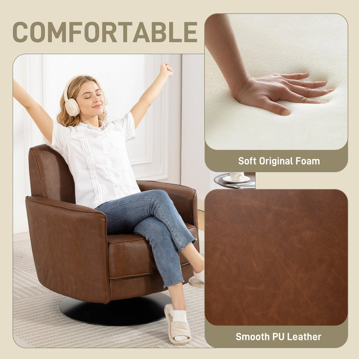Upholstered Swivel Accent Chair with Thick Padding