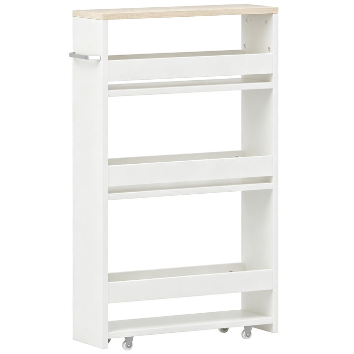 Storage Cart, 4-Tier Compact Storage Trolley on Wheels and Handle, 48W