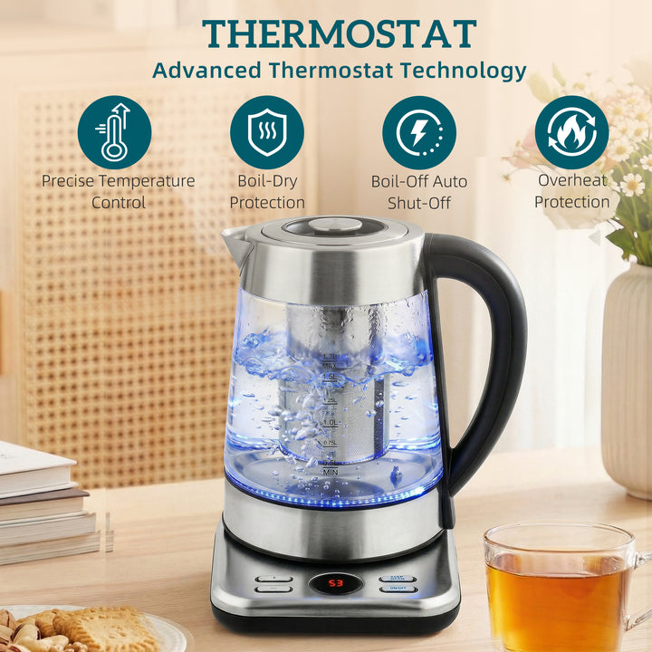Electric Kettle, 1.7L Fast Boil 3KW Water Kettle with UK Strix Thermos