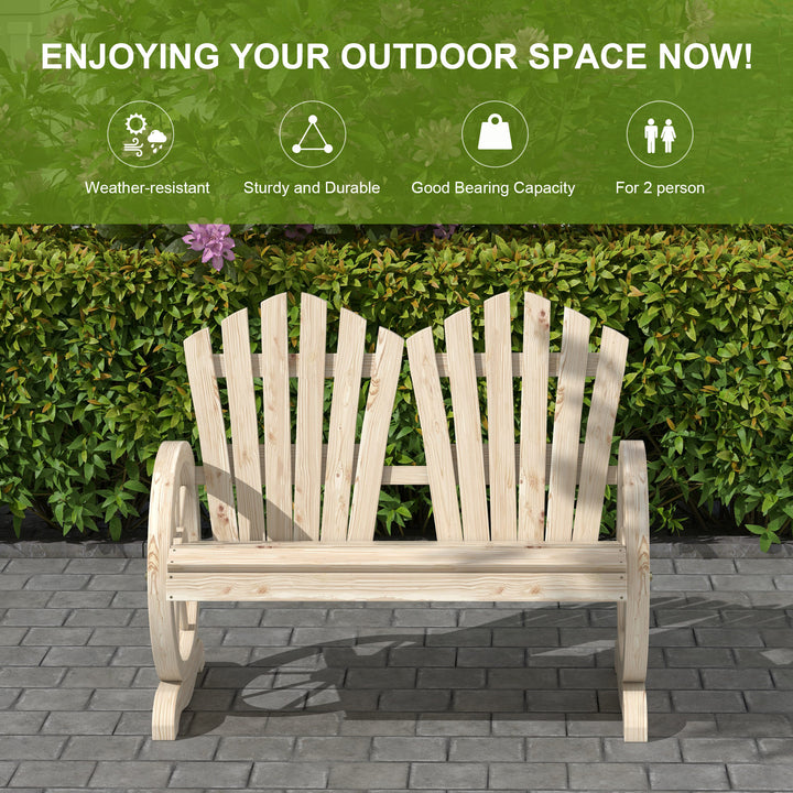 Fir Wood Love Seats with Wheel-Shaped Armrests, Large Load-Bearing Cha