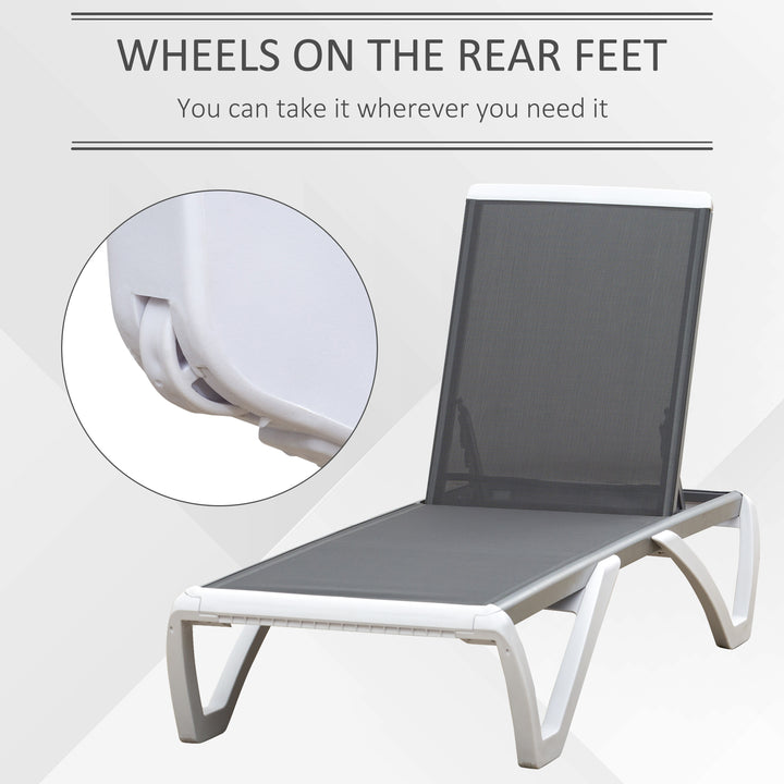 Aluminium Frame Sun Lounger, with Adjustable Back - Grey