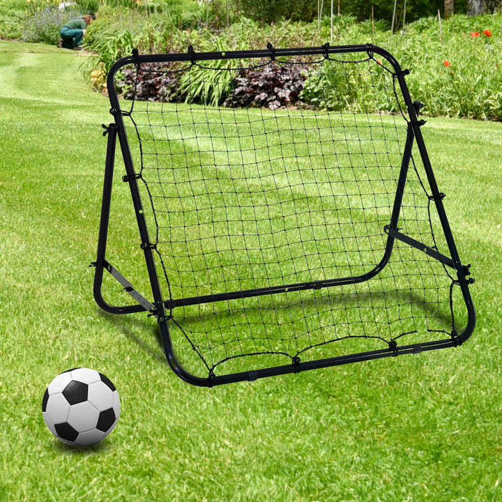 HOMCOM Adults Football Training Aid Multi-Sports Practice W/PE Mesh Metal Tube, 108W x 100D x 65Hcm-Black | Aosom UK