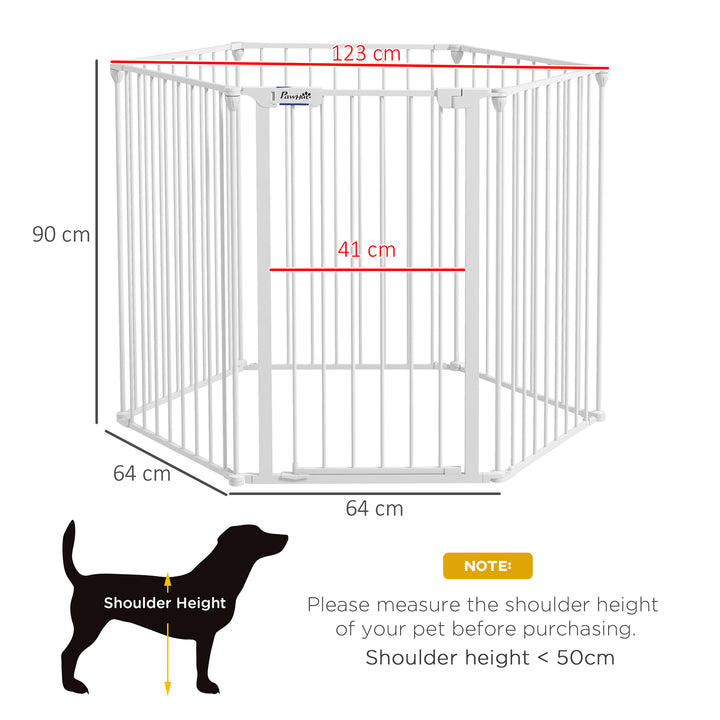 6 Panels Foldable Dog Playpen, Puppy Pen Crate with Door - White
