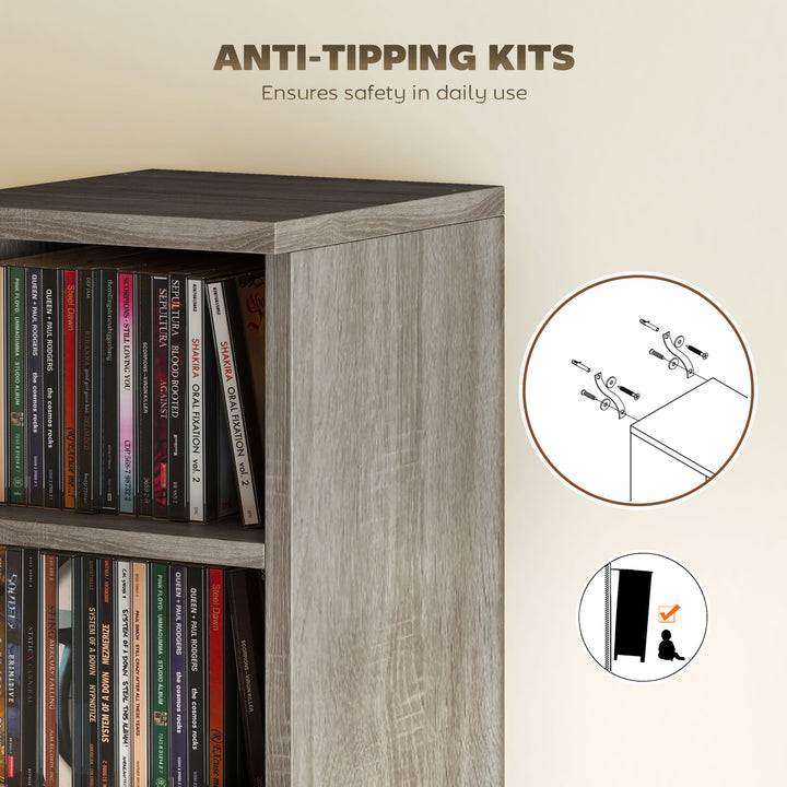 Set of 2 CD Media Display Shelf Unit Tower Rack with Adjustable Shelve