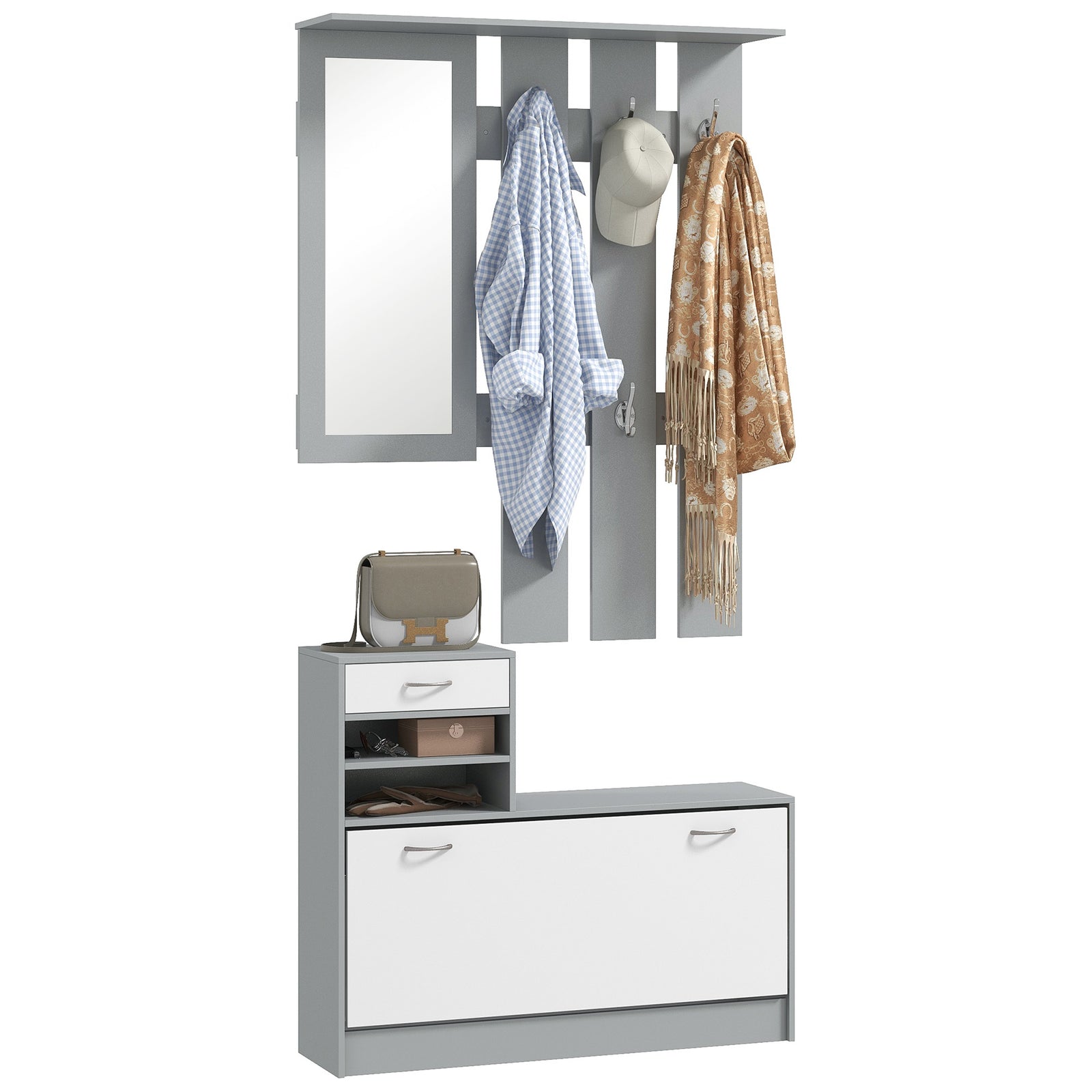 Three-in-One Hallway Storage Set - Grey/White