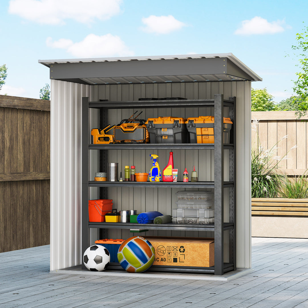 Outsunny 5x3 Storage Shed with Sliding Door and Sloped Roof for Garden, Light Grey
