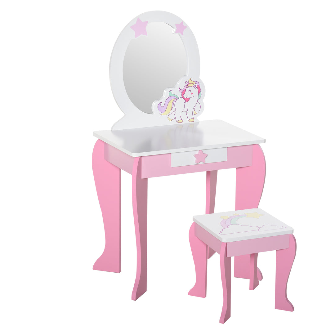 MCL Kids Dressing Table with Mirror, Stool, Pink