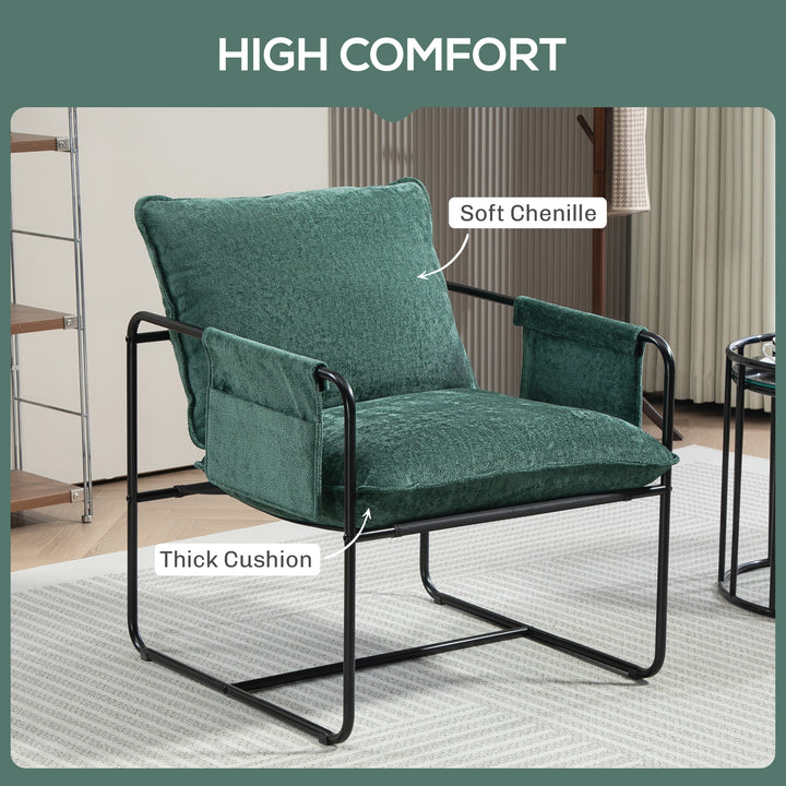 Minimal Padded Accent Chair, with Pockets - Green