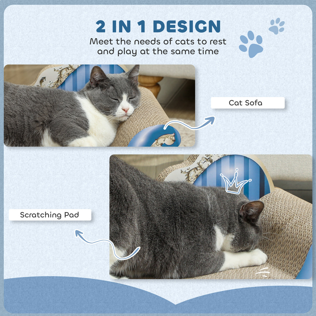 2-in-1 Cat Scratching Board with Catnip for Indoor Cats, 26.5 x 57 x 26.5cm, Blue