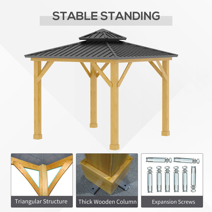 Outsunny 3x(3)M Outdoor Hardtop Gazebo Canopy with 2