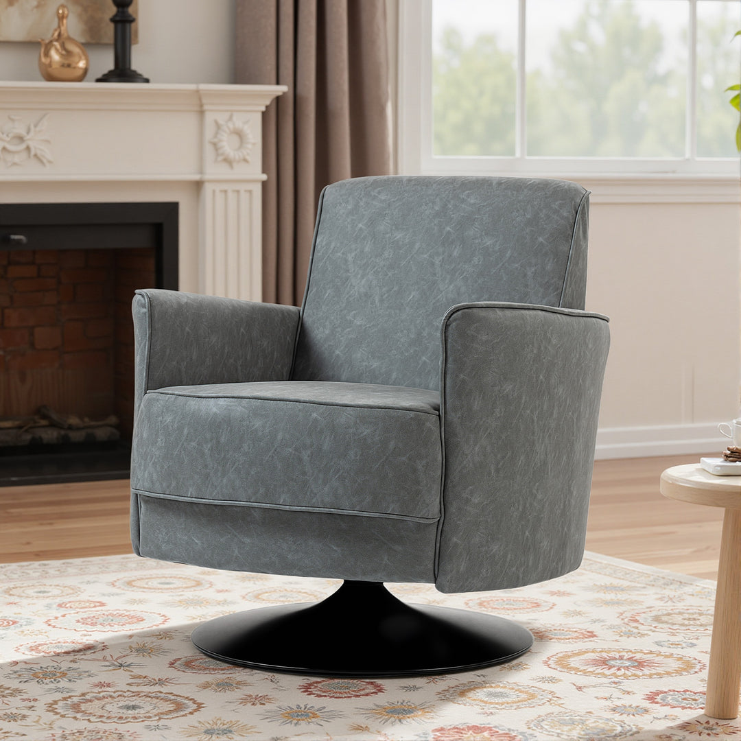 Upholstered Swivel Accent Chair with Thick Padding