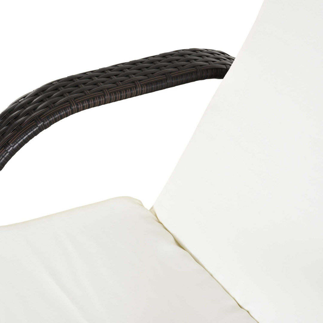 MCL Brown Rattan Sun Lounger w/ Adjustable Steel Frame,200Lx73Wx56-103H cm