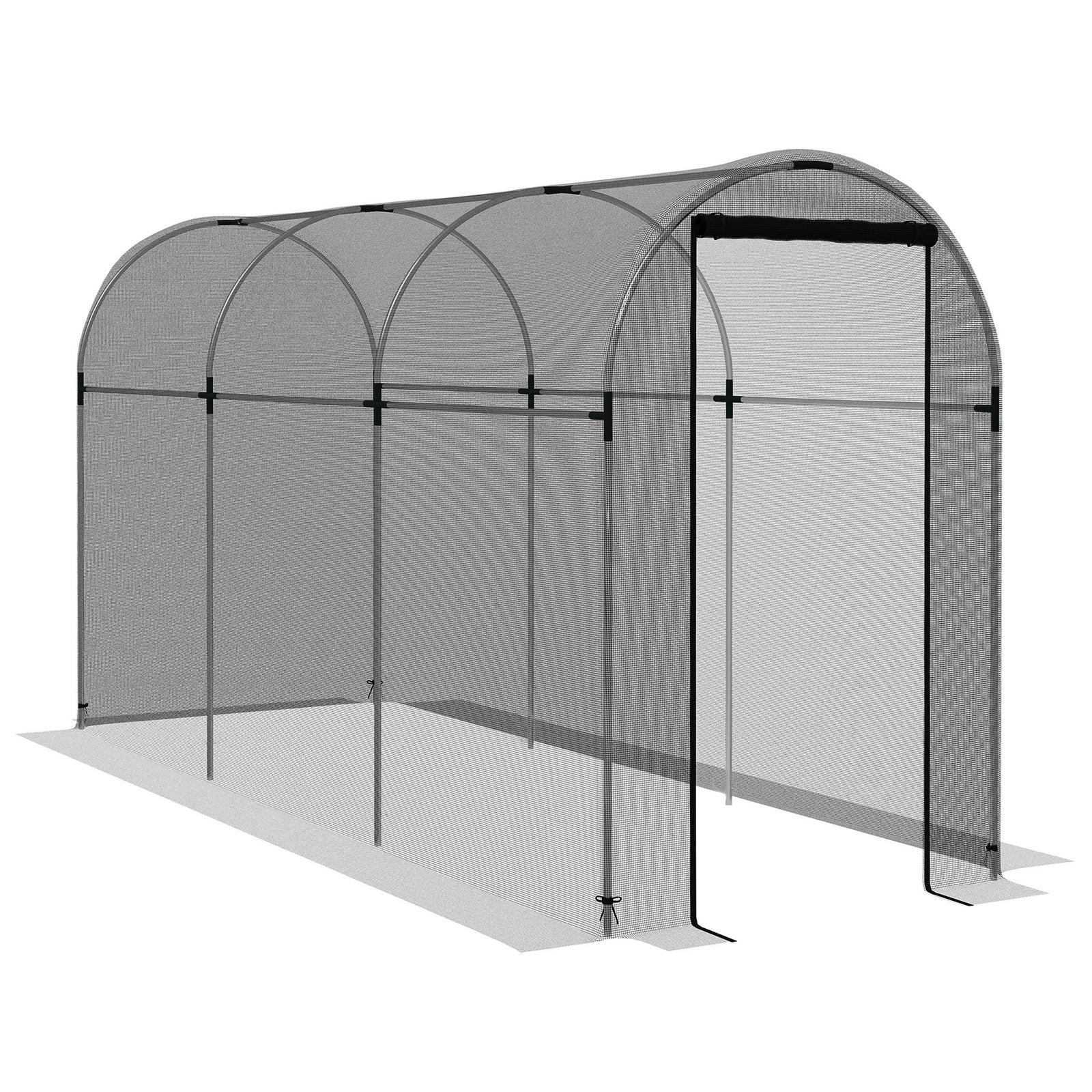 360 x 120cm Galvanised Steel Fruit Cage, Plant Protection Tent with Zipped Door, Black